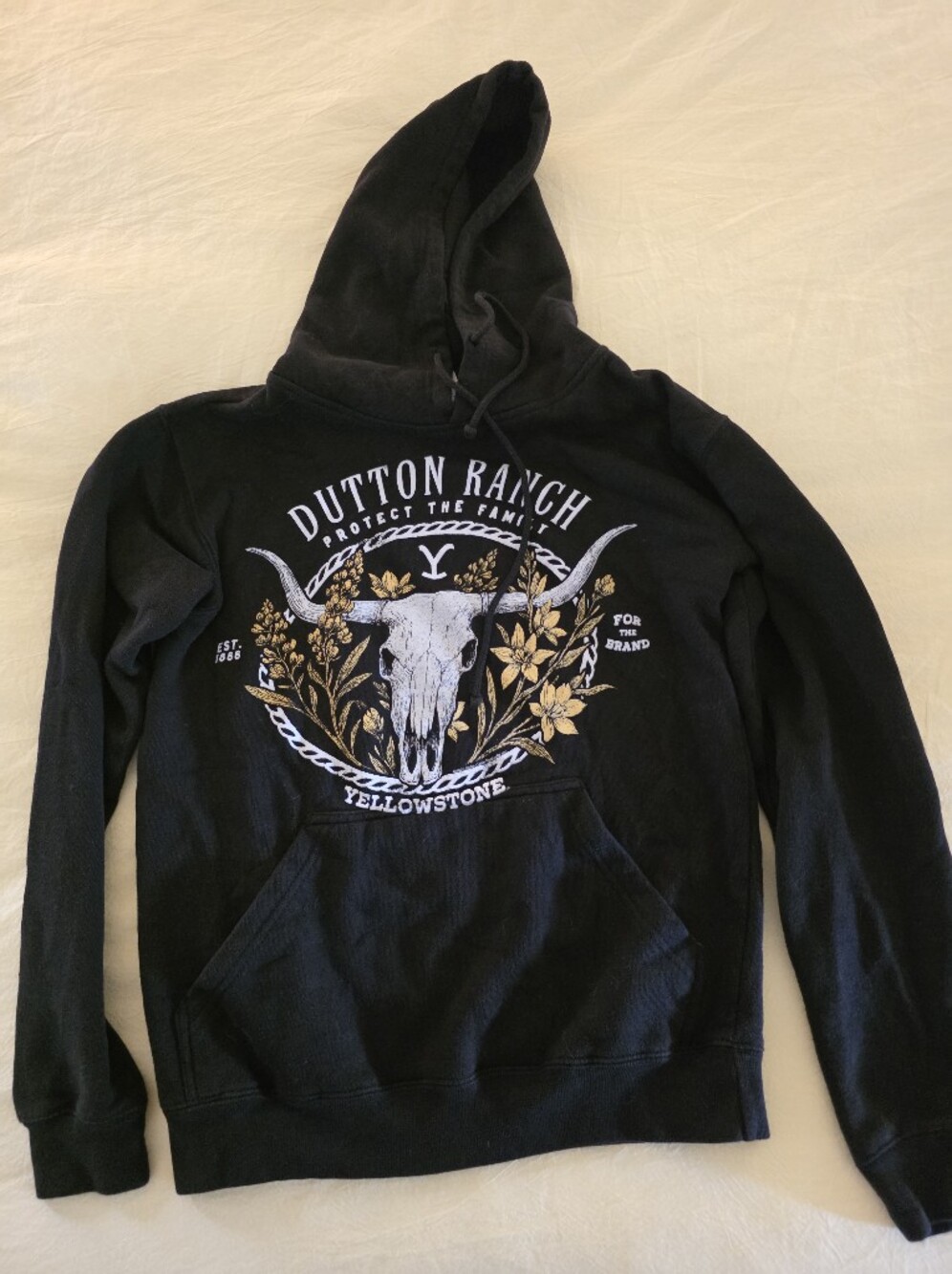 Delta Black Hoodie with White and Gold Yellowstone Graphic
